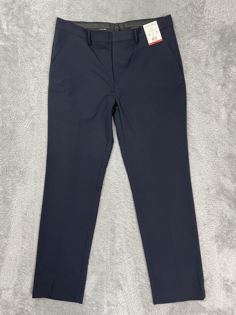 Calvin Klein Dress Pants Mens 34x30 Blue Slim Fit Stretch Quick Dry Performance